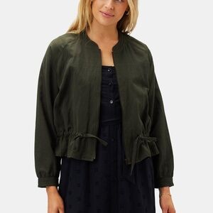 NWT James Cotton Linen Bomber Jacket Amour Vert